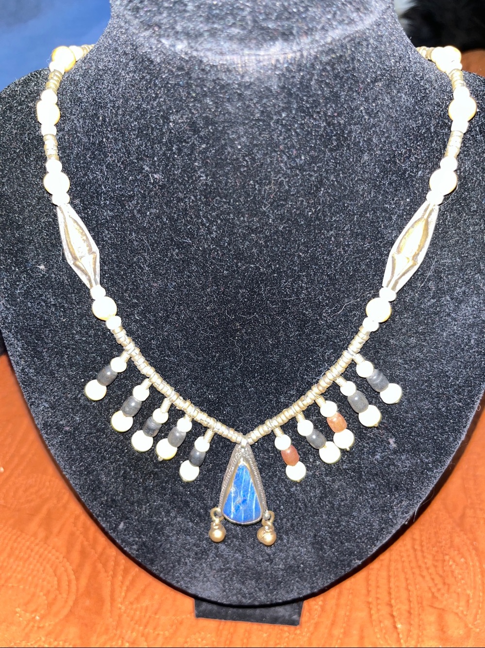 VTG Handcrafted AFGHAN KUCHI Lapis Tribal Beaded Necklace GORGEOUS